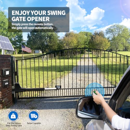 TOPENS AT12131 Single Swing Gate Opener Heavy Duty - size: 880lbs