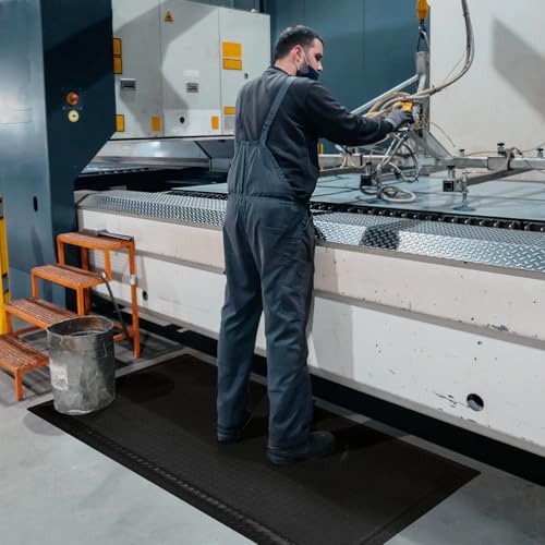 3 x 6 FT Anti Fatigue Mats Industrial 15/16 Inch Thick Soft Sponge Ergonomic Mat Durable Heavy Duty Diamond Plate for Standing Non Slip Industrial Grade Floor Mat for Leg & Back Pain (Black) - size: 72"L x 36.2"W x 0.9"Th