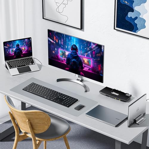 ALOANES Non-Slip Extended Mouse Pad Office&Home Desk Mat Stitched Edge - color: Light Gray, size: 27.6L x 11.8W inches