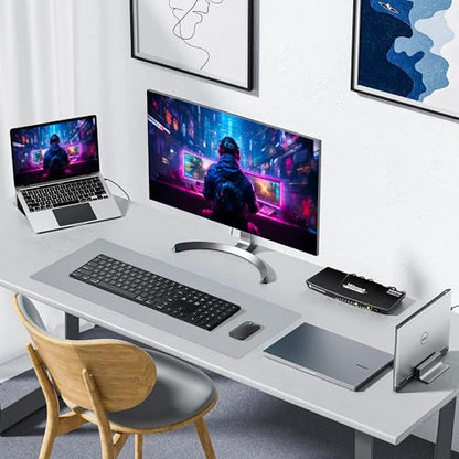 ALOANES Non-Slip Extended Mouse Pad Office&Home Desk Mat Stitched Edge - color: Light Gray, size: 35.4L x 15.7W inches