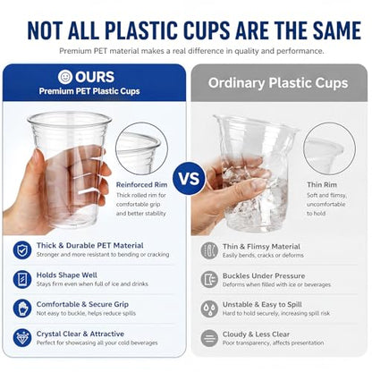 Jingmore 500pack 16oz Clear PET Plastic Cups Bulk, Sturdy Disposable Cold Drink Cups, Clear Reusable Party Drinking Tumblers with Reinforced Rim for Iced Coffee, Picnics, BBQ, Beverage, Commercial - size: 16oz