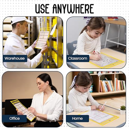 Essex Wares - 6 Pack, Yellow Dry Erase Pockets, 10" Wide x 13.5" Tall - color: Yellow