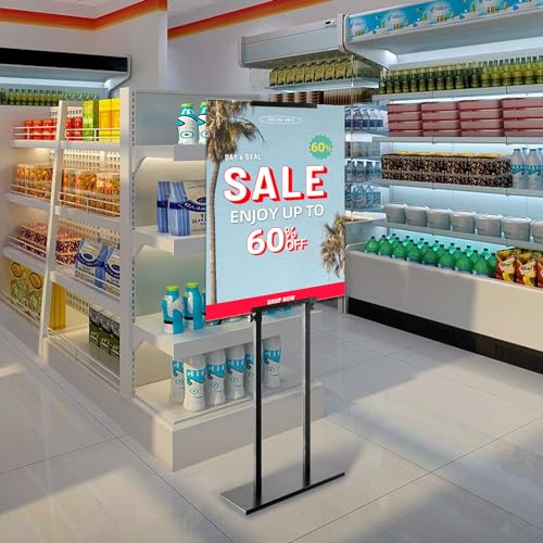 EKSPRINT Heavy Duty Poster Stand with Non-Slip Mat Base, Poster Board Display Stand,Double-Sided, Stable Floor Standing Pedestal Sign Stand Adjustable Height Up to 72.8inches for Board & Foam,Black