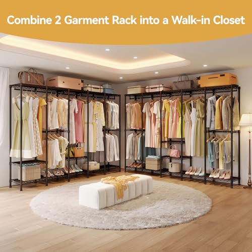 Higeego H5 Heavy Duty Clothes Rack, Black Clothing Rack for Hanging Clothes - color: Black