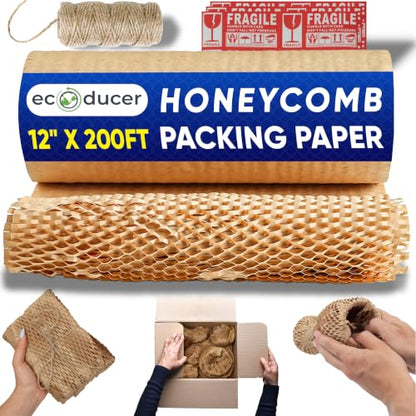 Honeycomb Packing Paper | Bubble Plastic Wrap Alternative | Moving Supplies - size: 12" x 200 ft