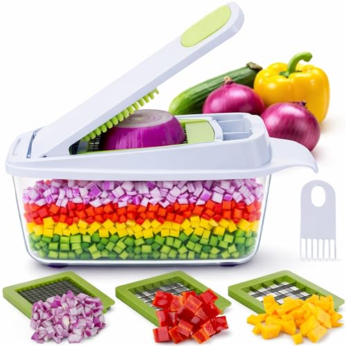 Brieftons QuickPush 8-Cup Push-Down Manual Vegetable Chopper & Food Dicer