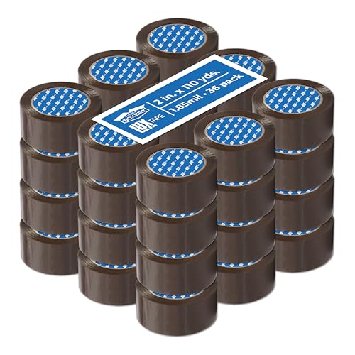 The Boxery 2" x 110 Yards Tan Packing Tape – 36 Roll Carton – Warehouse Grade Adhesive for Shipping, Moving & Packaging – Standard Strength 1.85 Mil Box Sealing Tape - color: Tan, size: 2"x110 yds -1.85 mil.