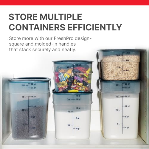 Cambro FreshPro 18 Quart (QT) Food Storage Container with Lid (Restaurant Grade) - for Food Prep, Commercial Kitchen, Pet and Dog Food Container (Translucent) - size: 18 Quart