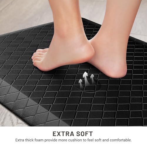 HappyTrends Kitchen Floor Mat - 4/5 Inch Thick Anti-Fatigue Kitchen Rug - color: Black, size: 54"L x 22"W x 0.8"Th