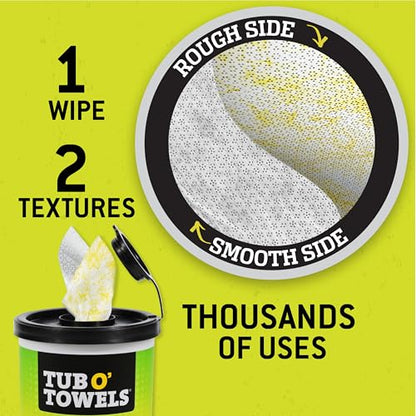Tub O’ Towels TW75 Heavy-Duty 10" x 12" Size Multi-Surface Cleaning Wipes, Dual Texture, 75 Count Per Canister - size: 75 Count (Pack of 1)