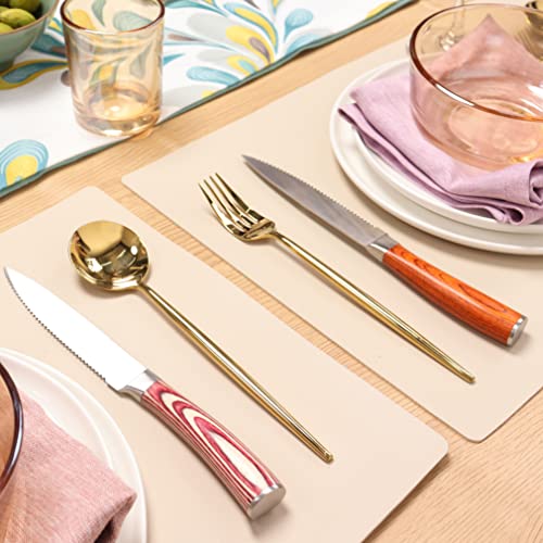 LUVCOSY Pakkawood Steak Knives Set of 6, 6PCS Set of Stainless Steel Serrated Steak Knives with Pakka Wood Handle, Fine Edge Dinner Knife Set with Gift Box for Home Party - color: Pakkawood Handle