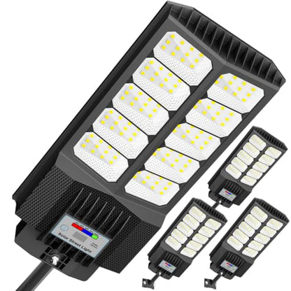 Solar Street Lights Outdoor Waterproof 6500W Solar Flood Lights Dusk to Down with Motion Sensor for Parking Lot, Outdoor Street Light Solar Powered 7000K for Yard Patio and Walkway - size: L-4PCs
