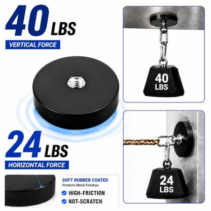 MUTUACTOR Strong Neodymium Rubber Coated Magnets,8PCS 40lbs Permanent Rubber Coated Magnet with M6 Female Hole,Anti-Scratch Mounting Magnet Heavy Duty for LED Lights,Camera Mount and Signal Bases - size: 40 lbs M6 Female 8pcs with rubber coating