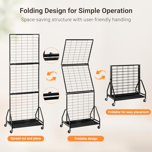 ELYKEN Foldable Grid Wall Panels, 5.7 x 2 FT Movable Gridwall Display Rack - color: Black, size: 2'w-1 pack