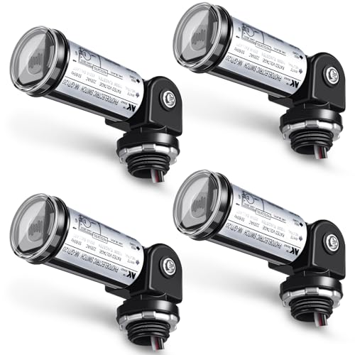 Riakrum 4 Pack Dusk to Dawn Photocell Sensor for Outdoor Lighting, 120V