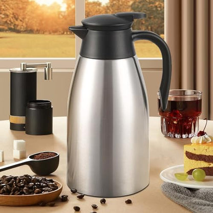 68oz Coffee Carafe Insulated, Coffee Carafe for Keeping Hot, 2 Pack Silver - color: Silver Silver