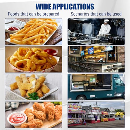 Commercial Deep Fryer with Basket, 12L Electricity Countertop Fryer Stainless Steel, 1800W Professional Food Fryer with Thermostat for Restaurant & Home, Large Capacity 12.7QT Oil Fryer, 120V - size: 11L double cylinder double screen