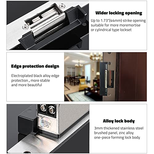 Electric Strike Lock, Wide Strike, Fail Secure Electric Door Lock - size: NO-Fail Secure Black