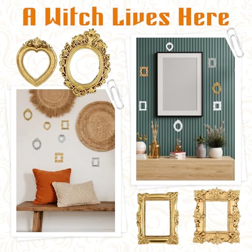 Mini Gold Frames Antique Picture Frame Resin Table Wall Decor, 12Pcs