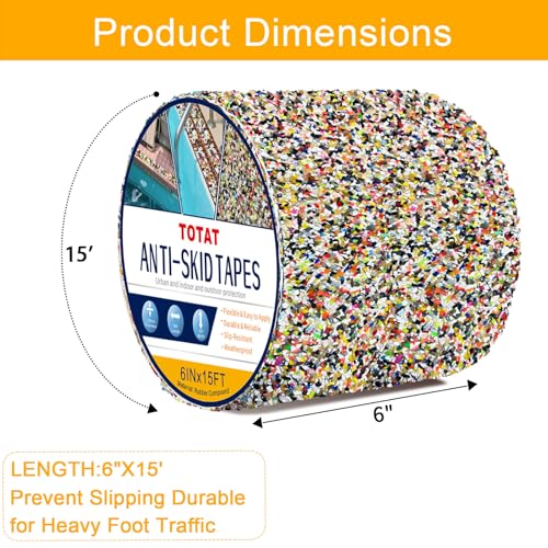 Anti Slip Stair Treads Outdoor Tape, 6" x15FTHeavy Duty Non-Slip Rubber Grip Tape Shower Waterproof Grip Tape Traction Tape for Pools Stairs Showers Bathroom - color: Yellow & black, size: 6 Inch