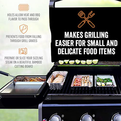 Yukon Glory BBQ N Serve Premium Set, 3 Grill Baskets and Tray