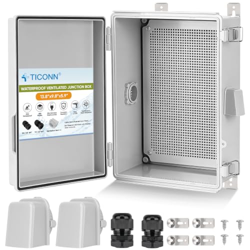 TICONN Outdoor Electrical Box with Ventilation Holes, IP65 Junction Box - color: Off-white, size: 13.8"x9.8"x5.9"