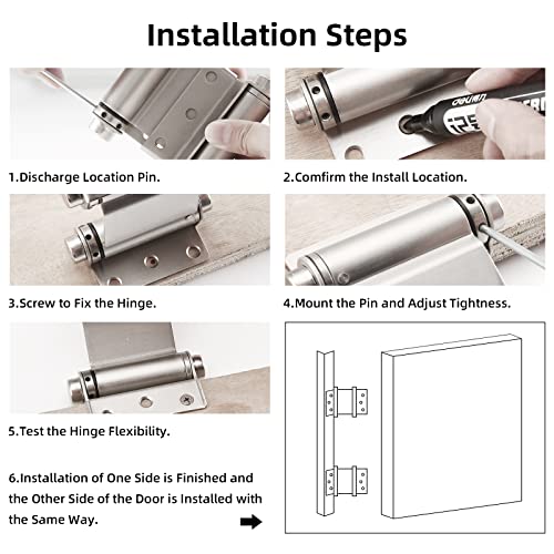 3" Double Action Spring Hinge, Self Closing Saloon Door Hinges, 2 Pack - color: Satin Nickel