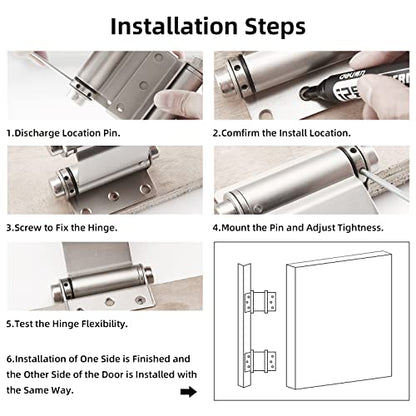 3" Double Action Spring Hinge, Self Closing Saloon Door Hinges, 2 Pack - color: Satin Nickel