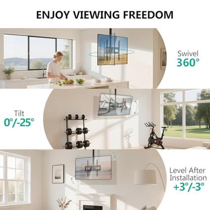 WALI Ceiling TV Mount for Most 26-65 inch LCD LED OLED 4K TVs, up to 99 lbs - color: Black (400x400mm), size: 2 feet