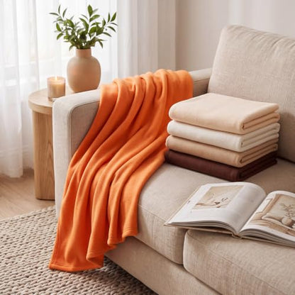 Macarrie 50 Pcs Fleece Blankets Bulk,50 x 60 in Soft Throw Blankets in Bulk - color: Beige Series