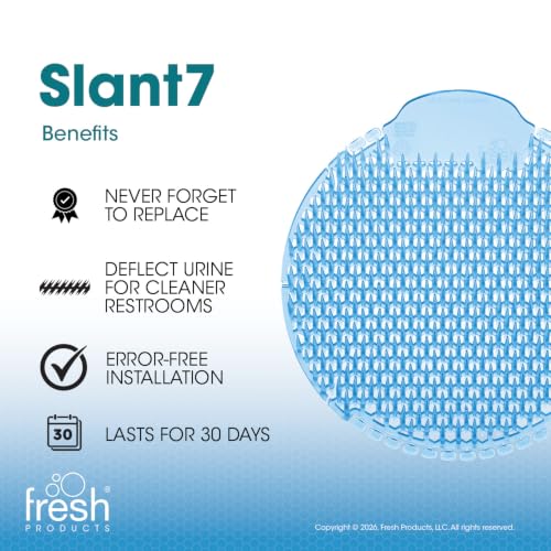 Fresh Products Slant7 Urinal Screen Best Splash Prevention Easy Installation Long Lasting Fragrance Made in the USA Lasts for 30 Days 10pk for Mens Urinals Cotton Blossom