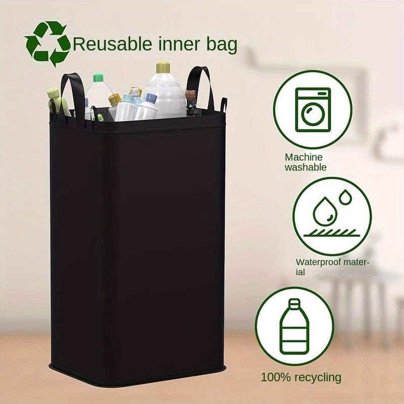 Recycling Bin 100L for Kitchen, Indoor Recycling Bins 26 Gallon Large Recycle Bin with Lid and Reusable Removeable Inner Bags for Recycling Glass, Paper Plastic, Metal Empty Bottles and Clothes,Gray - color: Gray