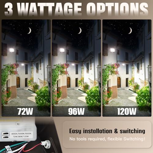 LED Wall Pack Light 120W/96W/72W with Dusk to Dawn Photocell - size: 120W