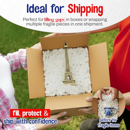 MT Products Off-White Packing Peanuts - Bulk Shipping Peanuts for Fragile Times (Approximately 0.60 Cubic Feet)