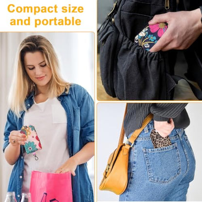 6 Pcs Reusable Shopping Bags Foldable,Grocery Bags in Pocket,Waterproof and Machine Washable,Eco-friendly Travel Recycle Polyester Tote Bags for Daily Shopping Supplies load