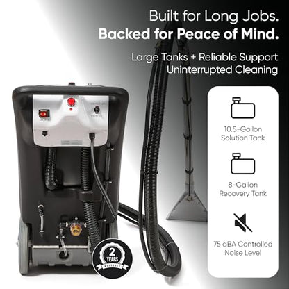 Commercial 4-in-1 Steam Carpet Cleaner Extractor – Cold Water, 18.5" Cleaning Path, 10.5/8 Gallon Tanks, with Upholstery & Wand Tool, Ideal for Large Areas & Professional Use