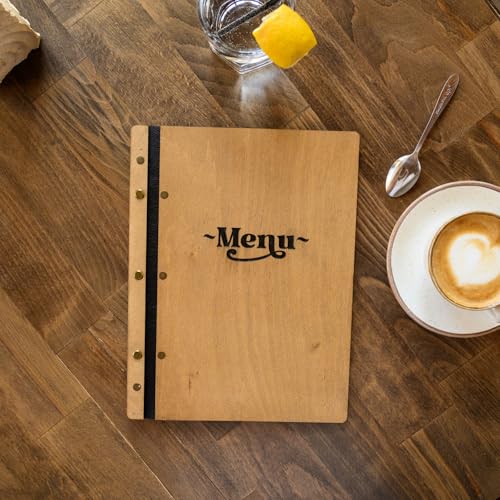 Inko Horeca -Wooden Menu Holder – 11.8 x 9 Inches – Hard Folding Menu Cover for Restaurants, Cafes, and Bars (Oak)