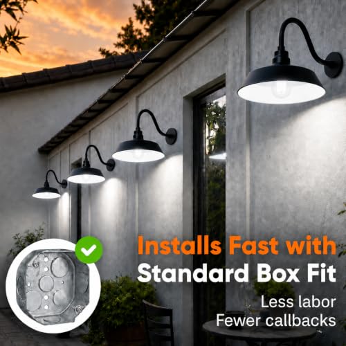 14in. Satin Black Outdoor Gooseneck Barn Light Fixture, 5000K Cool White - color: Satin Black, size: 14-1/2 in Gooseneck Arm