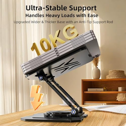 Ultra-Stable 360° Rotatable Metal Tablet Stand, Adjustable Folding Desktop Stand for iPad/iPhone/Switch, Universal Use for Office/Movie/Studying/Drawing/Gaming, Black - color: Soccer Stand - Black