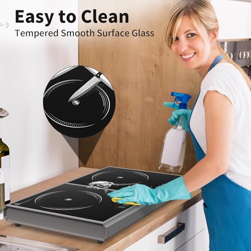 GIHETKUT Electric Cooktop,110V 3600W Stove top, 20 inch Countertop with 9 Power Levels,LED touch control,Overheat Protection,Child Safety Lock & Timer,touch control 2 burner Electric cooktop - size: 2 burner electric cooktop