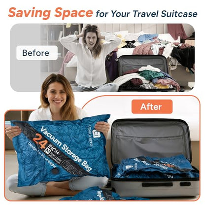 2026 Upgraded Vacuum Travel Bags Oxford Cloth Compression Packing Bags with Privacy Protection Space Saver for Luggage Suitcase Reusable Travel Essentials for Clothes Pillows (S/M/L)
