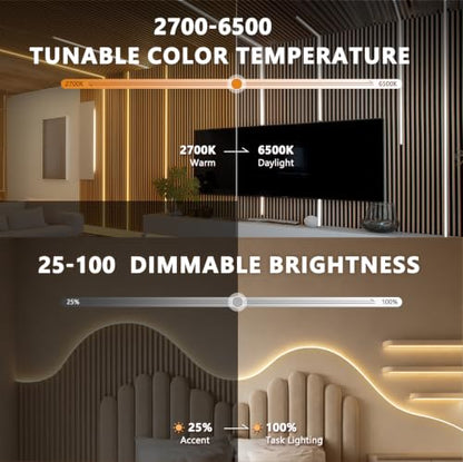 VST 16.4ft 24V Silicone LED Strip Lights Recessed Lighting Wood Slat Wall - color: Touch Control