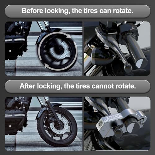 JAGASOL Motorcycle Handlebar Lock, Helmet & Brake Anti-Theft Lock Silver - color: Silver