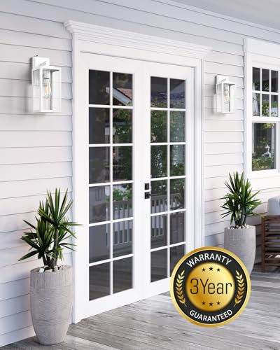 VIANIS Large Dawn to Dusk Outdoor Light Fixture, Easy to Install, Hardwired - color: White, size: Tall Dusk to Dawn 1-Pack