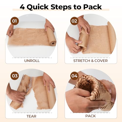 Tera Honeycomb Packing Paper Eco-Friendly: 15" x 100' for Moving Packing - size: 15"x100ft