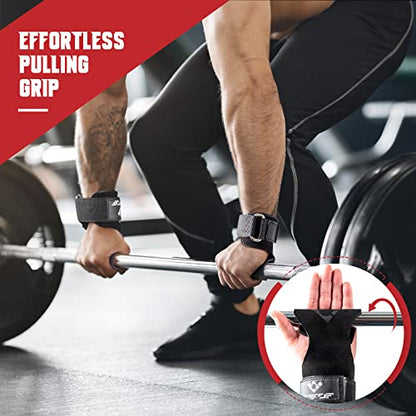Weight Lifting Wrist Strap, Double-Layer Leather for Deadlift Powerlifting - color: Midnight Black