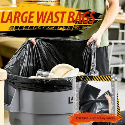 42 Gallon Large Black Trash Bags 33x48in (10 Count) - size: 10 Count (Pack of 1)