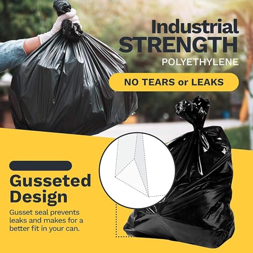 ToughBag 33 Gallon Heavy Duty Trash Bags, 50 Count, Black, 3 Mil - size: 50 Count (Pack of 1)