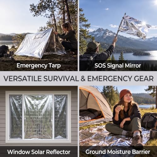 K Kingstar Emergency Blankets 120 Packs, 84" L x 52" W, Survival Gear for Family & Homeless Emergency Warmth, Bulk Survival Reusable Mylar Thermal Blankets for Car Kits, Bug Out Bags & First Aid - size: 84" L x 52" W