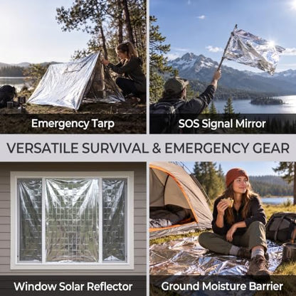 K Kingstar Emergency Blankets 120 Packs, 84" L x 52" W, Survival Gear for Family & Homeless Emergency Warmth, Bulk Survival Reusable Mylar Thermal Blankets for Car Kits, Bug Out Bags & First Aid - size: 84" L x 52" W